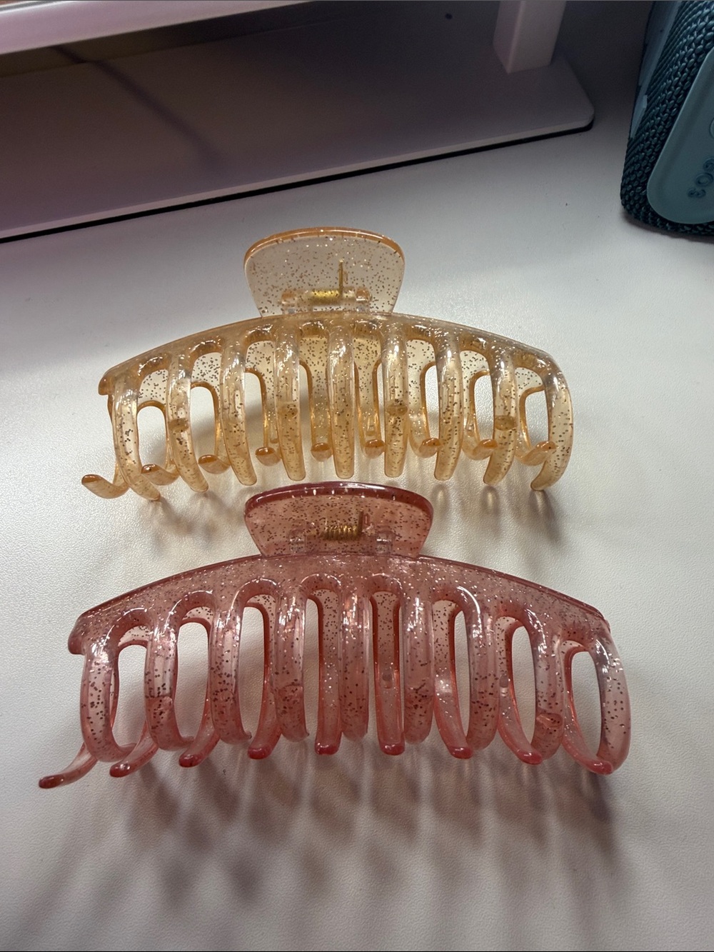 Gold and Pink Glitter Hair Claw Clips - Women Accessories
